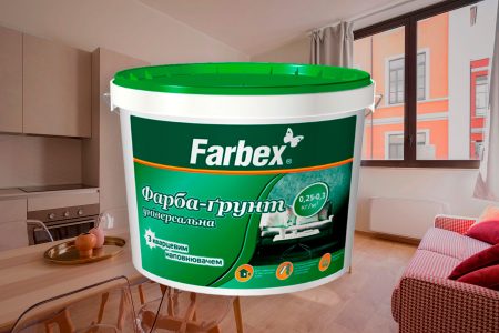Нове фасування фарба-ґрунт універсальна Farbex