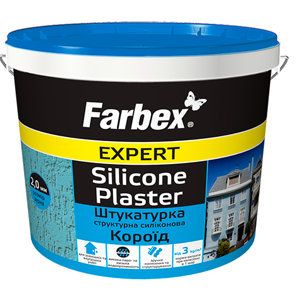 Farbex Silicone structural plaster “Bark beetle” - size of grain 2,0 mm