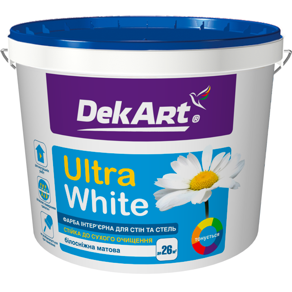 DekArt Ultra White - Snow-white interior paint for walls and ceilings