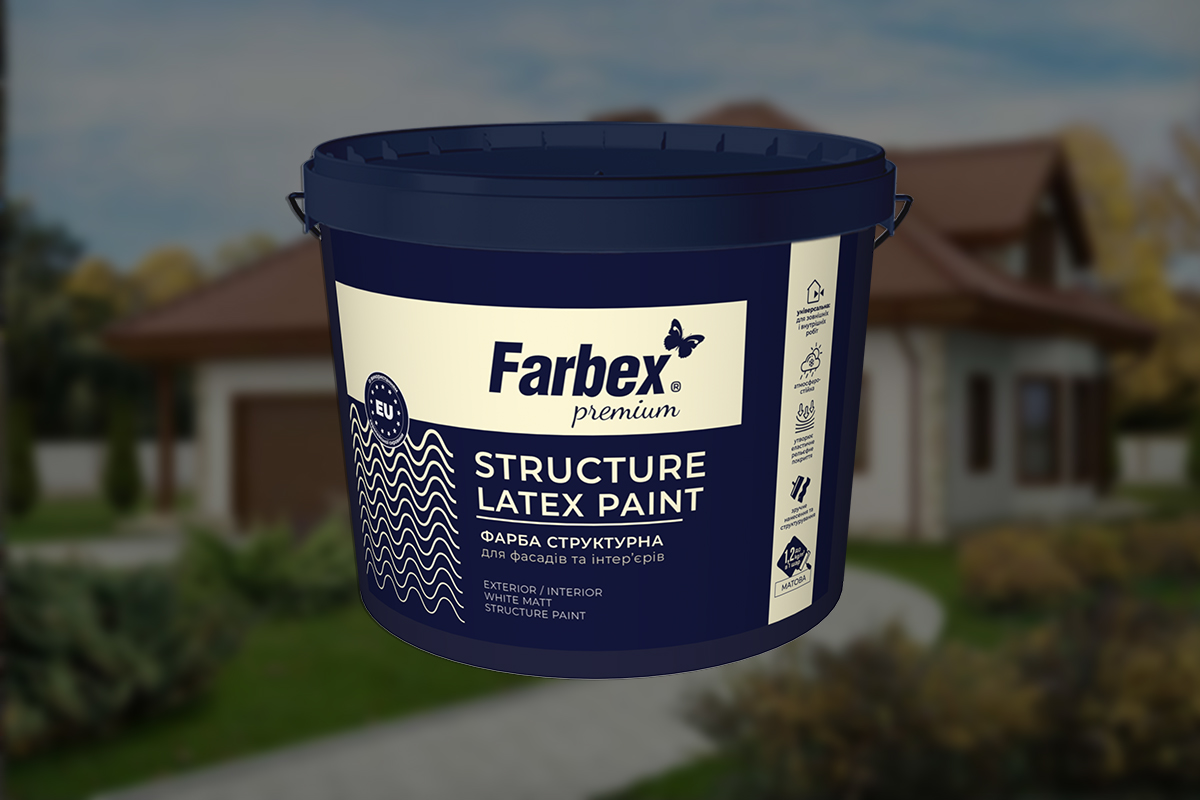 Новий дизайн Структурної латексної фарби Farbex